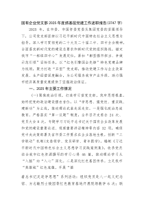 国企党支部2025年度抓基层党建工作述职报告（3747字）(整理)
