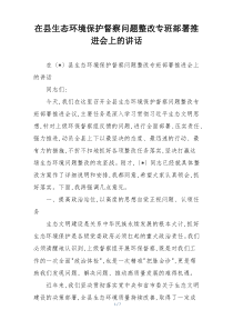 在县生态环境保护督察问题整改专班部署推进会上的讲话