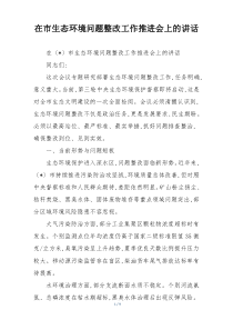 在市生态环境问题整改工作推进会上的讲话