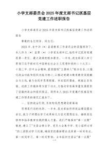 小学支部委员会2025年度支部书记抓基层党建工作述职报告