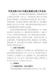市发改委2025年建议提案办理工作总结(整理)