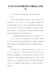 市2025年全市河湖长制工作推进会上的讲话