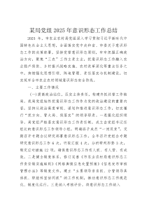 某局党组2025年意识形态工作总结(整理)