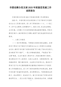 市委巡察办党支部2025年抓基层党建工作述职报告