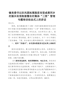 镇党委书记在巩固拓展脱贫攻坚成果同乡村振兴有效衔接暨农村集体“三资”管理专题培训结业式上的讲话(整理