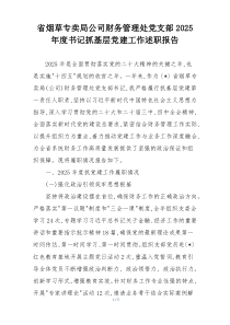 省烟草专卖局公司财务管理处党支部2025年度书记抓基层党建工作述职报告