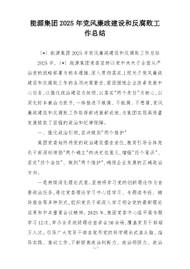 能源集团2025年党风廉政建设和反腐败工作总结