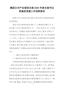 集团公司产业部党支部2025年度支部书记抓基层党建工作述职报告