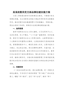 某某政数局党支部品牌创建实施方案(素材)