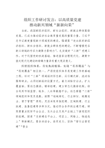 组织工作研讨发言：以高质量党建推动新兴领域“新新向荣”(素材)