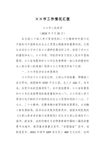 市工作情况汇报
