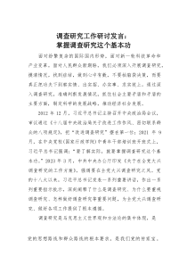 调查研究工作研讨发言：掌握调查研究这个基本功(素材)
