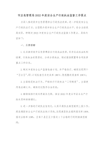 市应急管理局20XX年度安全生产行政执法监督工作要点