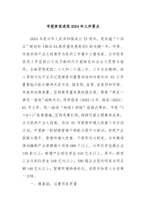 市投资促进局20XX年工作要点
