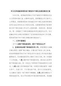 市文化和旅游局领导班子建设和干部队伍建设情况汇报