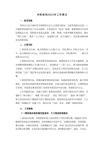 市财政局20XX年工作要点