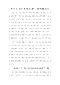 学习体会始终心怀国之大者切实提高政治站位
