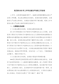 党支部2025年上半年全面从严治党工作总结（5篇合集）
