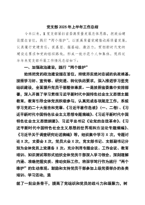 党支部2025年上半年工作总结（范文5例）