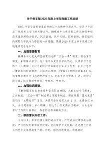 关于党支部2025年度上半年党建工作总结范文5篇