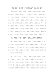 研讨发言深刻领会两个确立的决定性意义