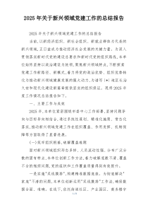 (整理)2025年关于新兴领域党建工作的总结报告