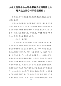(整理)乡镇党委班子中央环保督察反馈问题整改专题民主生活会对照检查材料1