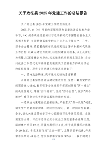 (整理)关于政法委2025年党建工作的总结报告