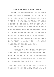 某市政务和数据局2025年党建工作总结
