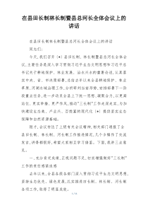 (整理)在县田长制林长制暨县总河长全体会议上的讲话