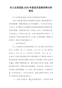 (整理)市人社局党组2025年度党员思想形势分析报告