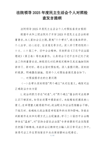 (整理)法院领导2025年度民主生活会个人对照检查发言提纲
