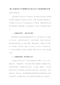 镇人民政府关于开展餐饮行业安全生产大检查的情况汇报