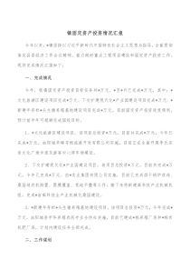 镇固定资产投资情况汇报