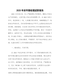 2025安环部经理述职报告（14页）