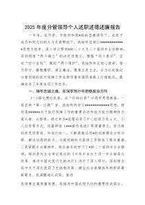 2025年度分管领导个人述职述德述廉报告