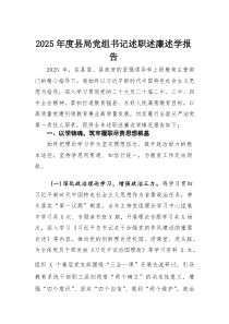 2025年度县局党组书记述职述廉述学报告