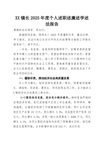 XX镇长2025年度个人述职述廉述学述法报告