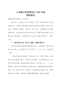 国企央企公司领导班子2025年度述职报告