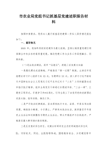 市农业局党组书记抓基层党建述职报告材料