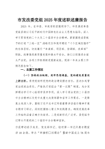 市发改委党组2025年度述职述廉报告