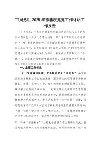 市局党组2025年抓基层党建工作述职工作报告