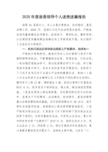 (新编)2025年度县委领导个人述责述廉报告