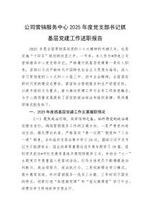 (新编)公司营销服务中心2025年度党支部书记抓基层党建工作述职报告
