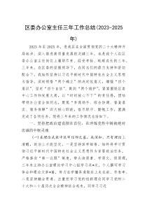 (新编)区委办公室主任三年工作总结（2023-2025年）