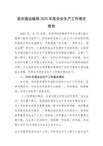 (新编)县交通运输局2025年度安全生产工作情况报告