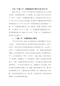 (新编)国企“三重一大”决策制度执行情况汇报（3964字）