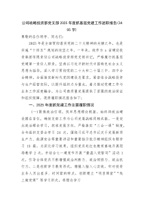 (新编)国企战略投资部党支部2025年度抓基层党建工作述职报告（3405字）