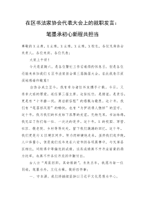 (新编)在区书法家协会代表大会上的就职发言：笔墨承初心+新程共担当