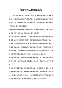 (新编)导游年终工作总结范文